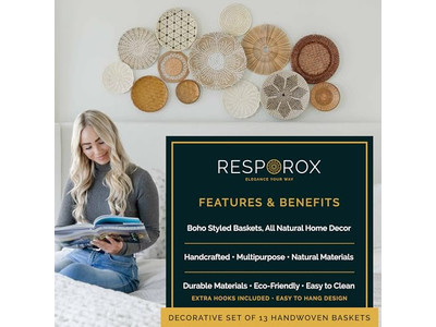 Décoration murale de cuisine bohème moderne sud-ouest ensemble de 12 paniers