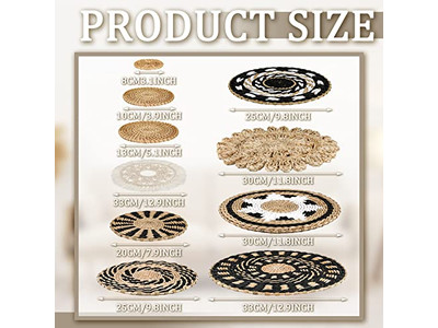 Paniers muraux tissés bohèmes décoratifs plats faits main grands