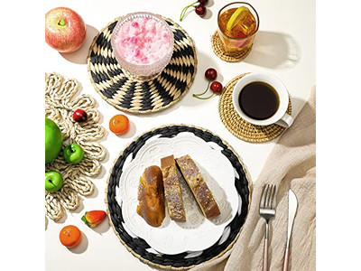 Paniers muraux tissés bohèmes décoratifs plats faits main grands