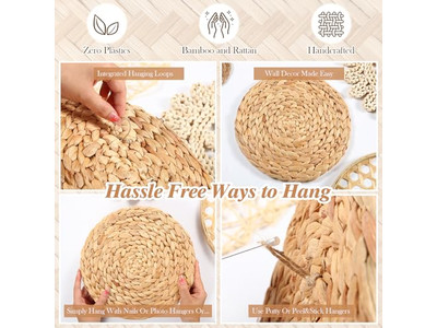 Décor Mural Côtier pour la Maison Déstockage Rustique Osier Bambou