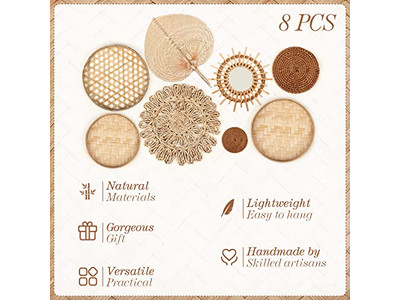 Décoration de panier mural avec décoration bleue en bambou art africain