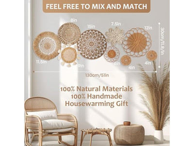 Décorations en rotin pour mur ensemble de 11 paniers décoratifs emballage personnalisé