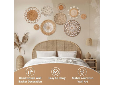 Décorations en rotin pour mur ensemble de 11 paniers décoratifs emballage personnalisé