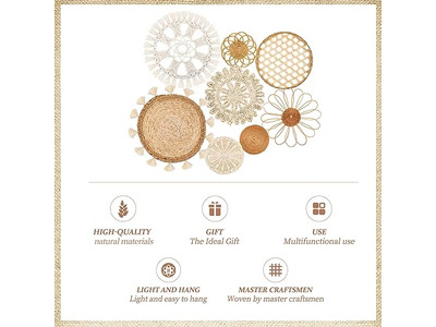 Décoration de panier mural rond bohème dans des paniers de cuisine tissés de style fermier pour