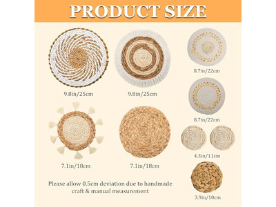 Décorations Rondes pour Mur Art Hôtelier Herbe Marine Spectacle en Direct Africain